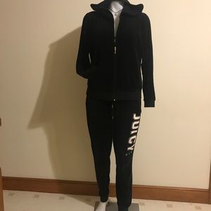 Juicy Couture Black Velour Track Suit Large